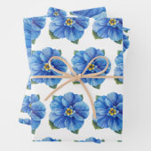 Gelbe Mitte der blauen Blume Geschenkpapier Set (Beispiel)