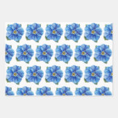 Gelbe Mitte der blauen Blume Geschenkpapier Set (Vorderseite)