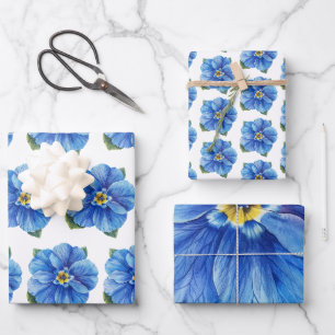 Gelbe Mitte der blauen Blume Geschenkpapier Set