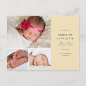 Gelbe moderne Ankündigung der Geburt von mehreren Postkarte (Vorderseite)