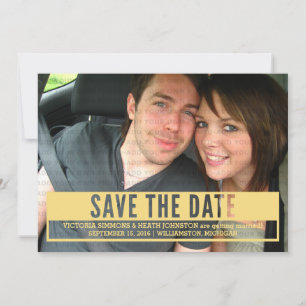 Gelbe moderne Ausschnitt Save the Date einladen Einladung