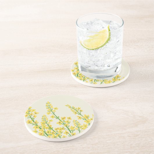 Gelbe, moderne Citrine Blumenblüten Getränkeuntersetzer (Seite)