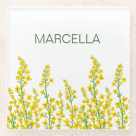 Gelbe, moderne Citrine Blumenblüten Glasuntersetzer