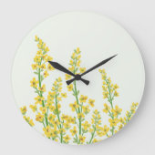 Gelbe, moderne Citrine Blumenblüten Große Wanduhr (Vorderseite)