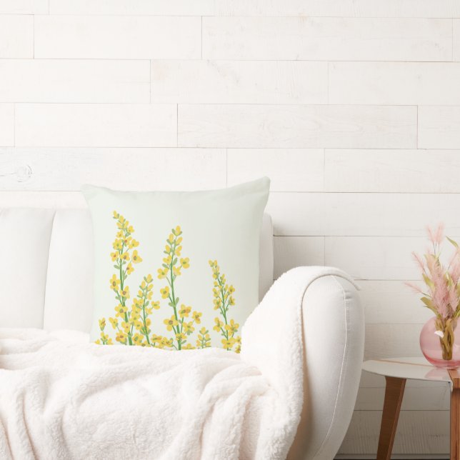 Gelbe, moderne Citrine Blumenblüten Kissen (Liege)