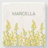 Gelbe, moderne Citrine Blumenblüten Steinuntersetzer (Vorderseite)