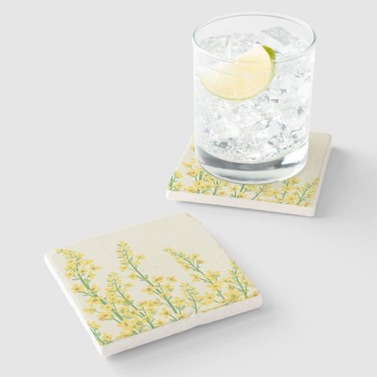 Gelbe, moderne Citrine Blumenblüten Steinuntersetzer (Seitenansicht)