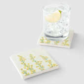 Gelbe, moderne Citrine Blumenblüten Steinuntersetzer (Seitenansicht)