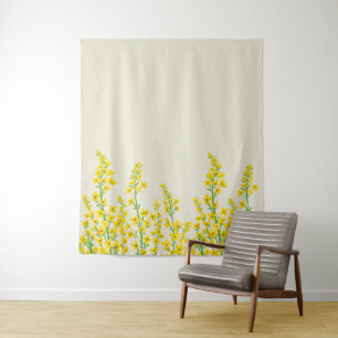 Gelbe, moderne Citrine Blumenblüten Wandteppich