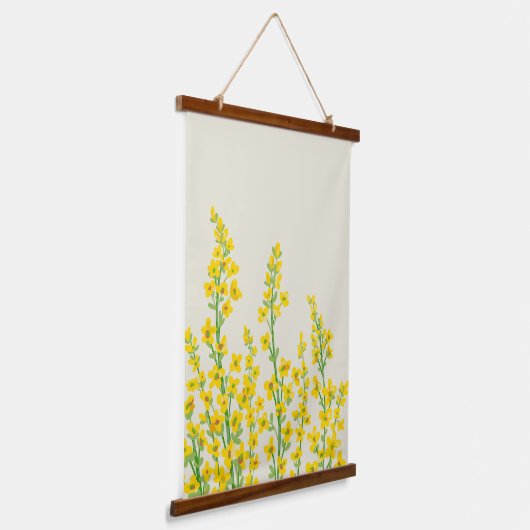 Gelbe, moderne Citrine Blumenblüten Wandteppich Mit Holzrahmen (Gewinkelt)