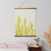 Gelbe, moderne Citrine Blumenblüten Wandteppich Mit Holzrahmen (Schlafzimmer)