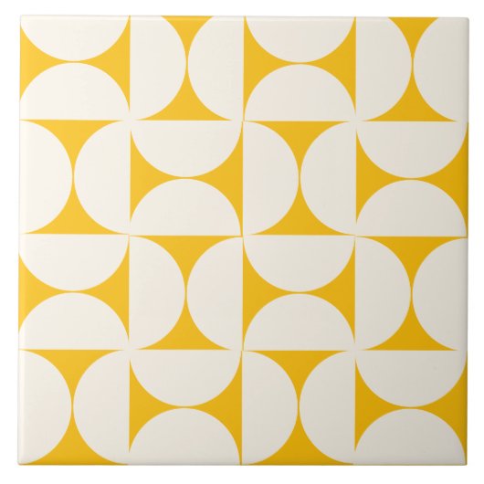 Gelbe moderne geometrische Halbkreise Tile Fliese (Vorderseite)