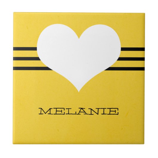 Gelbe, moderne Herzkachel Fliese (Vorderseite)