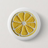 Gelbe Moderne Minimal Frische Crochet Lemon Slice Button (Vorderseite)