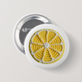Gelbe Moderne Minimal Frische Crochet Lemon Slice Button (Vorne & Hinten)