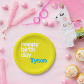 Gelbe moderne minimale Happy Birthday Kinder Party Pappteller (Party)