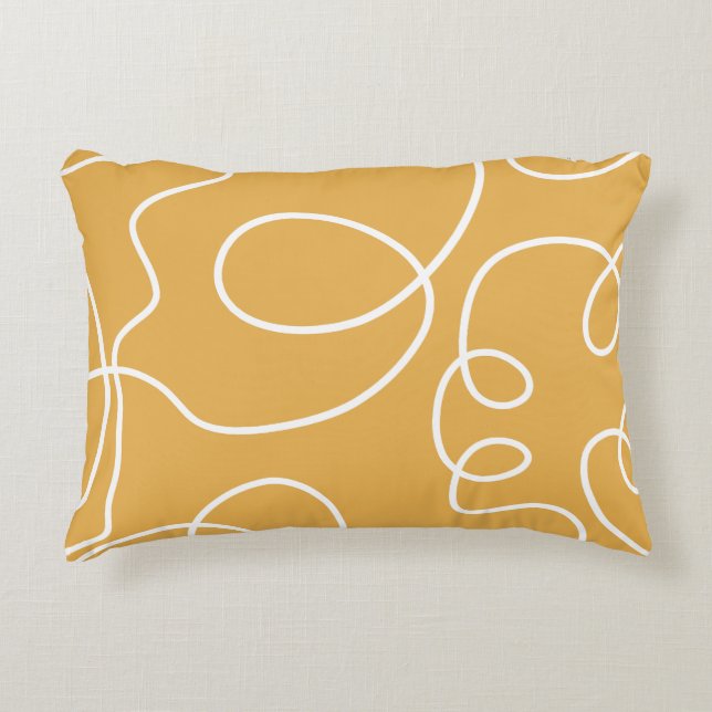 Gelbe, moderne Minimallinien Pinselstriche Dekokissen (Vorderseite)