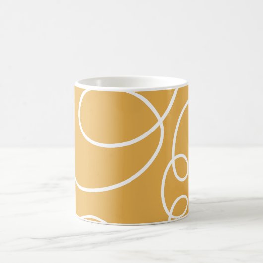 Gelbe, moderne Minimallinien Pinselstriche Kaffeetasse (Mittel)