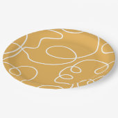 Gelbe, moderne Minimallinien Pinselstriche Pappteller (Schrägansicht)