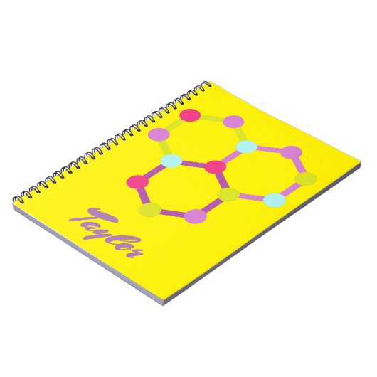 Gelbe moderne Moleküle Notizblock (Linke Seite)