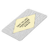 Gelbe moderne Polka Dots Save the Date Magnet (Linke Seite)