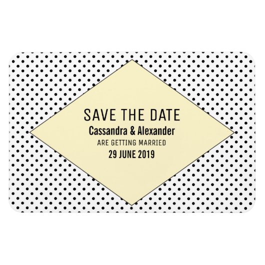 Gelbe moderne Polka Dots Save the Date Magnet (Horizontal)