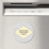 Gelbe moderne Polka Dots Save the Date Magnet (In Situ (Geschirrspüler))