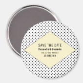 Gelbe moderne Polka Dots Save the Date Magnet (Vorderseite/Rückseite)