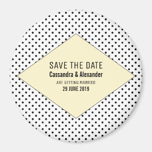 Gelbe moderne Polka Dots Save the Date Magnet