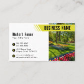 Gelbe moderne Rasenpflege Landschaften Visitenkarte (Rückseite)