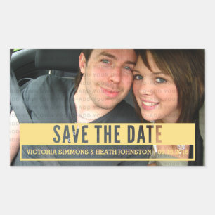 Gelbe moderne Schneide Save the Date Aufkleber