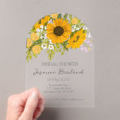 Gelbe moderne Sonnenblumen Bouquet-Brautparty Acryleinladungen (Insitu (Handheld))