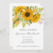 Gelbe moderne Sonnenblumen Bouquet-Brautparty Einladung (Vorne/Hinten)