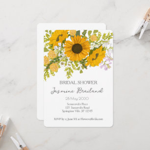 Gelbe moderne Sonnenblumen Bouquet-Brautparty Einladung