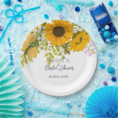 Gelbe moderne Sonnenblumen Bouquet-Brautparty Pappteller (Party)