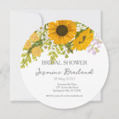 Gelbe moderne Sonnenblumen Bouquet-Brautparty Save The Date (Vorderseite)