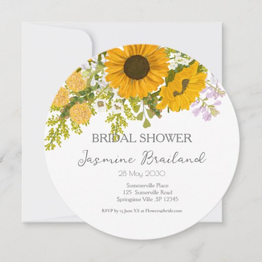 Gelbe moderne Sonnenblumen Bouquet-Brautparty Save The Date (Vorderseite)