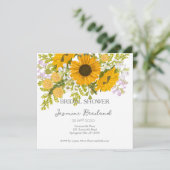 Gelbe moderne Sonnenblumen Bouquet-Brautparty Save The Date (Stehend Vorderseite)