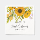 Gelbe moderne Sonnenblumen Bouquet-Brautparty Serviette (Vorderseite)