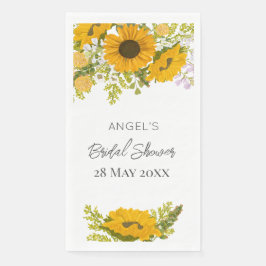 Gelbe moderne Sonnenblumen Bouquet-Brautparty Serviette
