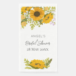 Gelbe moderne Sonnenblumen Bouquet-Brautparty Serviette