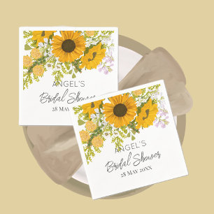Gelbe moderne Sonnenblumen Bouquet-Brautparty Serviette