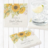 Gelbe moderne Sonnenblumen Bouquet-Brautparty Steinuntersetzer