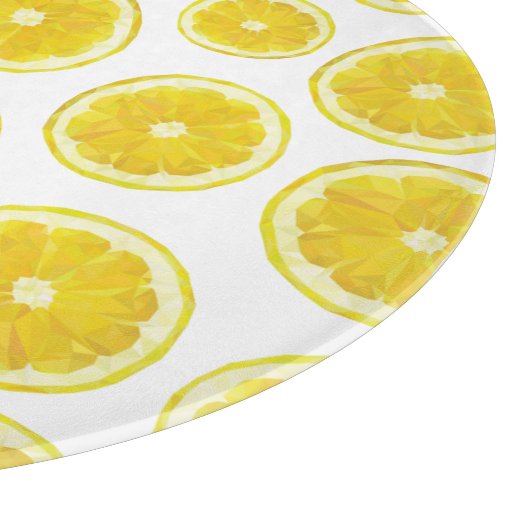 Gelbe, moderne Zitronenscheiben, frische Früchte Schneidebrett (Ecke)