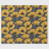 Gelbe Mohn auf der Marine Geschenkpapier (Flach)