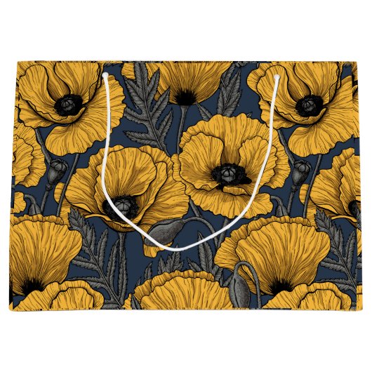 Gelbe Mohn auf der Marine Große Geschenktüte (Vorderseite)