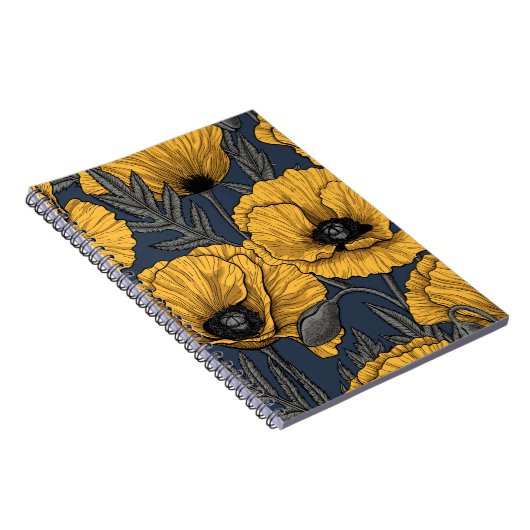 Gelbe Mohn auf der Marine Notizblock (Rechte Seite)