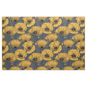 Gelbe Mohn auf der Marine Stoff (Yard (91,4 cm))