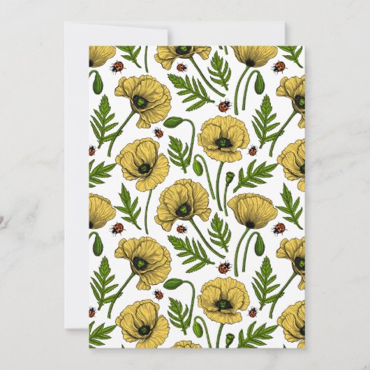 Gelbe Mohn und Ladybugs (Vorderseite)