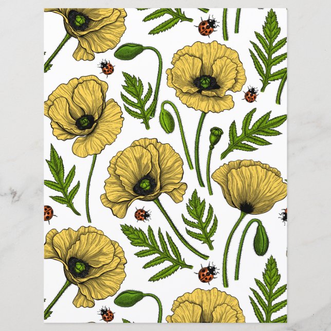 Gelbe Mohn und Ladybugs (Vorderseite)